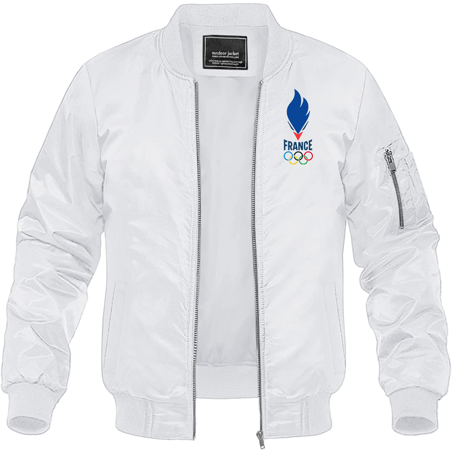 Men's France Olympia 2024 Lightweight Bomber Jacket Windbreaker Softshell Varsity Jacket