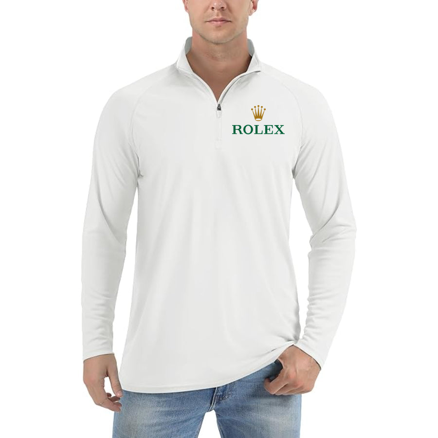 Men's Rolex Lightweight Quarter-Zip Athletic Shirt Long Sleeve Performance Wear