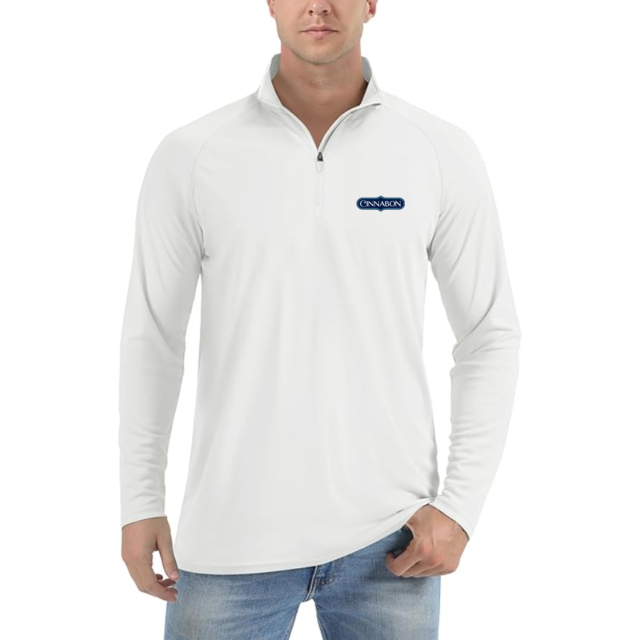 Men's Cinnabon Lightweight Quarter-Zip Athletic Shirt Long Sleeve Performance Wear