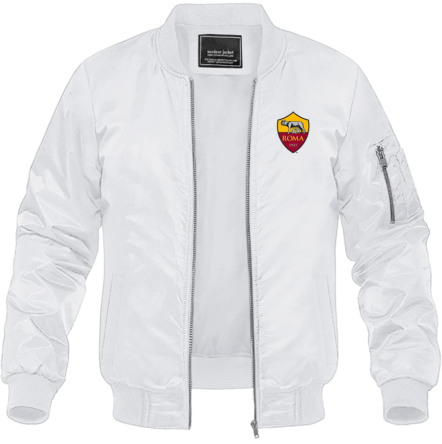 Men's AS Roma Lightweight Bomber Jacket Windbreaker Softshell Varsity Jacket