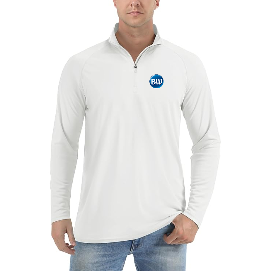 Men's Best Western  Lightweight Quarter-Zip Athletic Shirt Long Sleeve Performance Wear