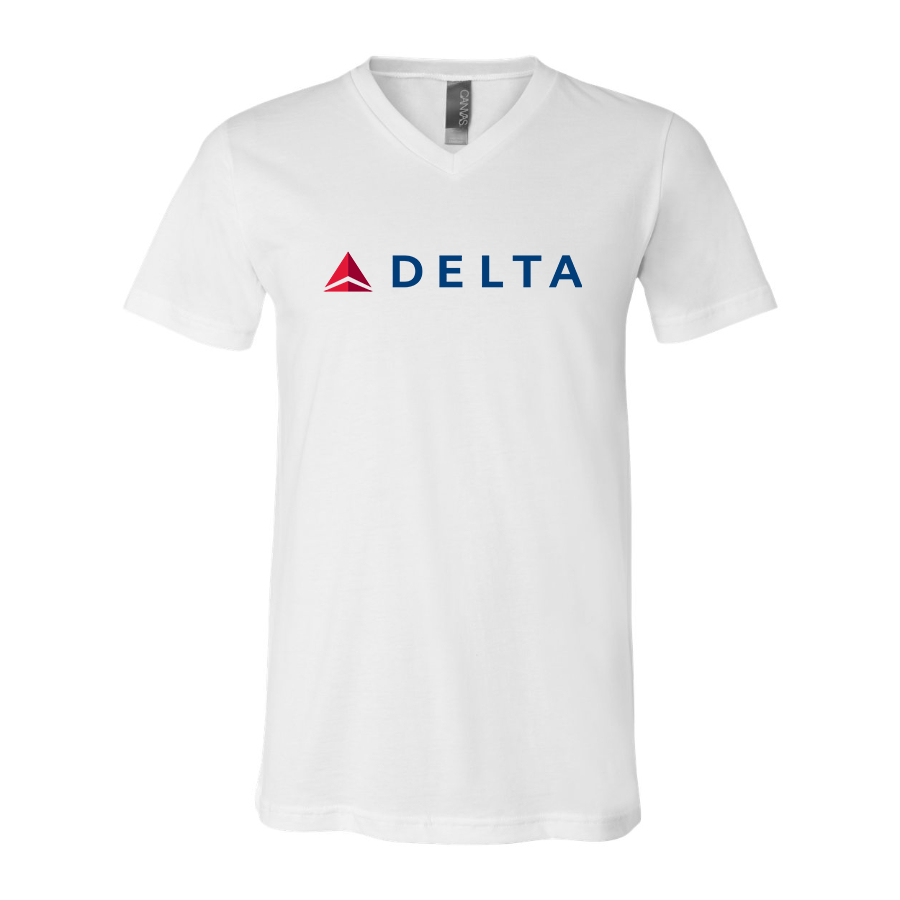 Men's Delta Airlines  BELLA  CANVAS  Jersey V-Neck Tee