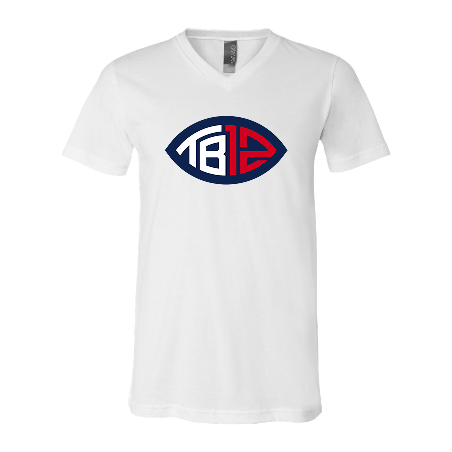 Men's Tom Brady 12 BELLA  CANVAS  Jersey V-Neck Tee
