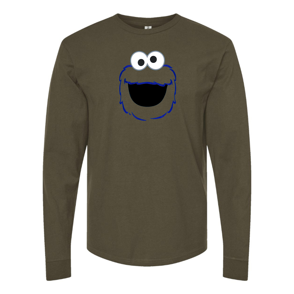 Men's Sesame Street Cookie Monster face Long sleeves T-Shirt