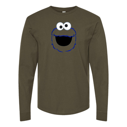 Men's Sesame Street Cookie Monster face Long sleeves T-Shirt