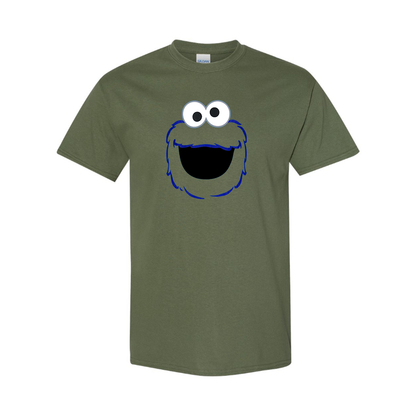 Men's Sesame Street Cookie Monster face Cotton T-shirt