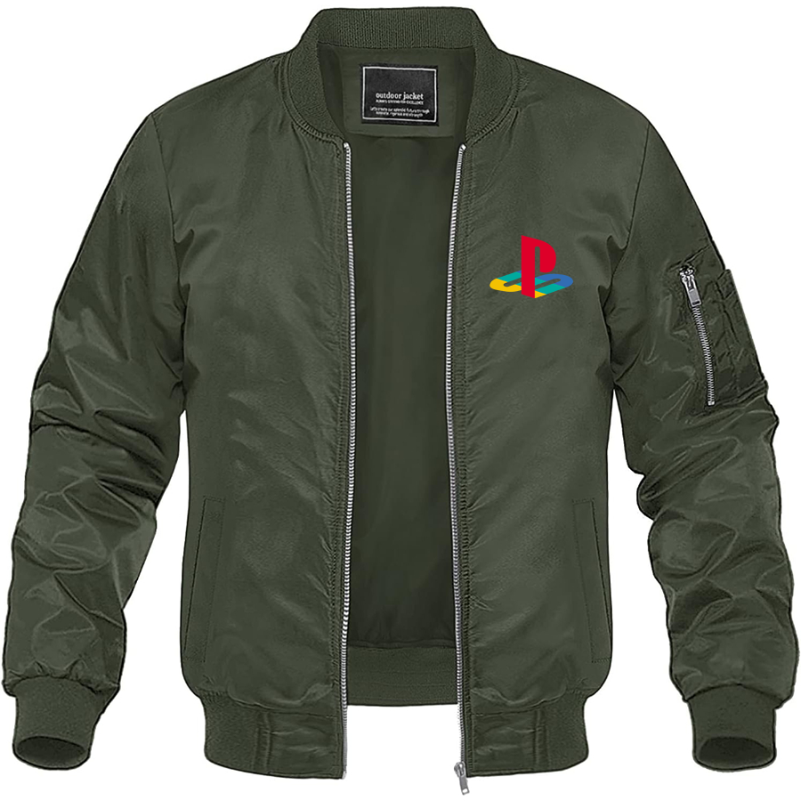 Men's Playstation Lightweight Bomber Jacket Windbreaker Softshell Varsity Jacket Coat