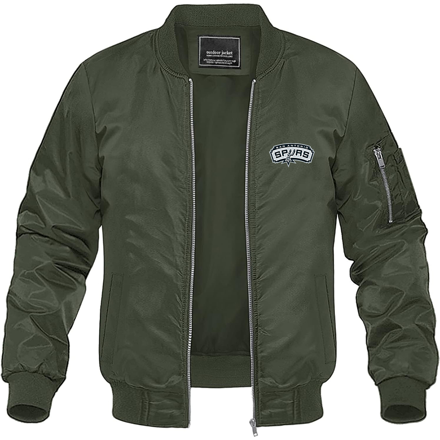Men's San Antonio Spurs Lightweight Bomber Jacket Windbreaker Softshell Varsity Jacket Coat