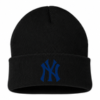 Black New York Yankees beanie hat - front view