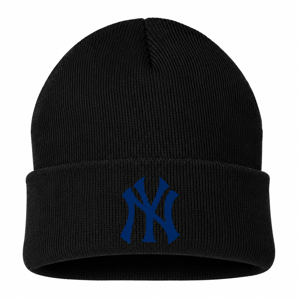 Black New York Yankees beanie hat - front view
