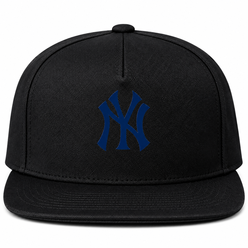 Black New York Yankees snapback hat - DTF print close-up