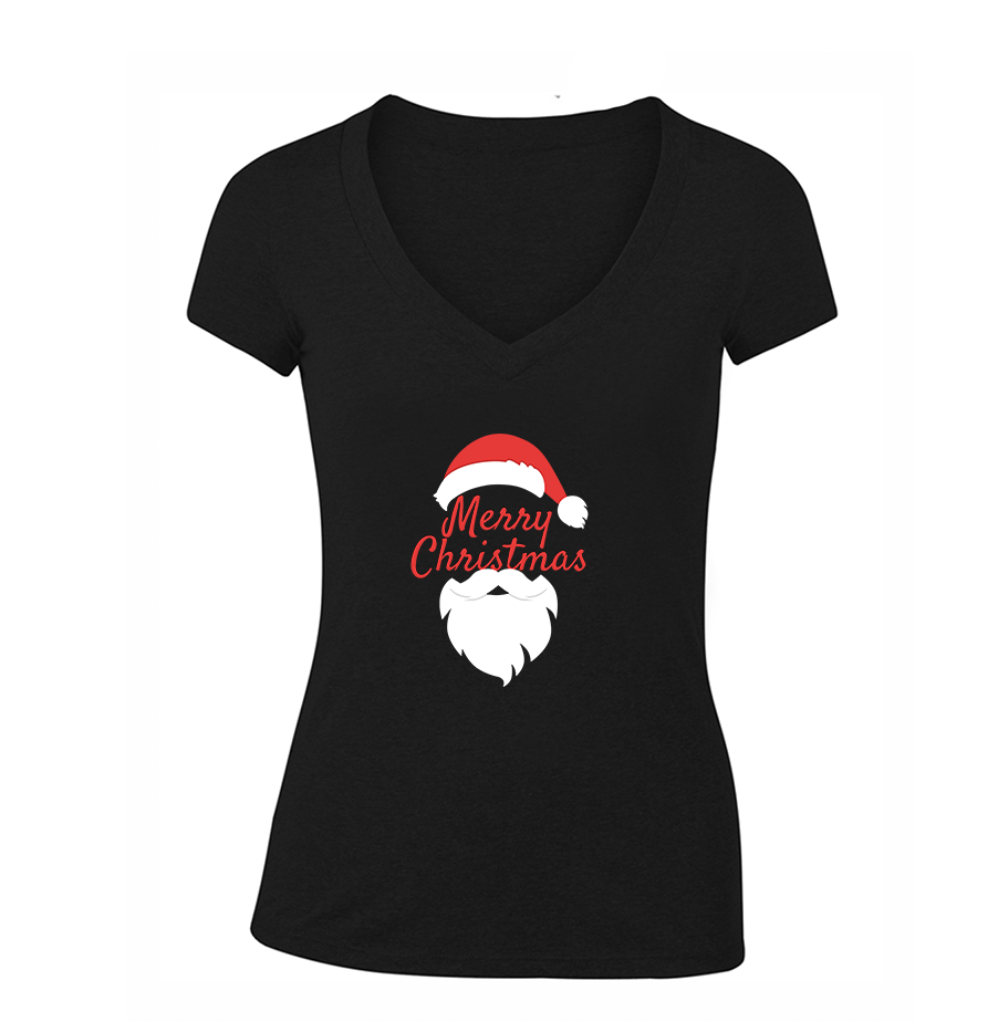 Women's Merry Christmas Santa Claus Astros V-Neck T-Shirt