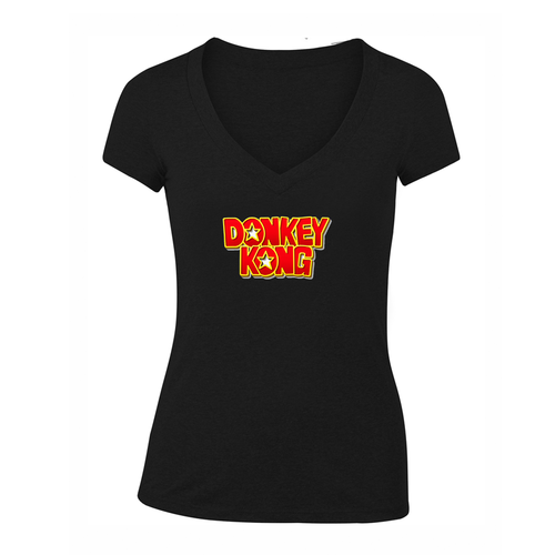 Women's Donkey Kong V Neck T-Shirt – Graphic Cotton T-Shirt | TeesCustomize