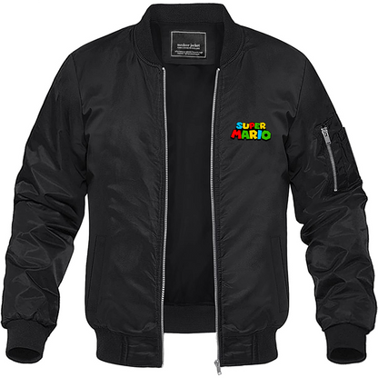 Men's Super Mario Lightweight Bomber Jacket Windbreaker Softshell Varsity Jacket Coat