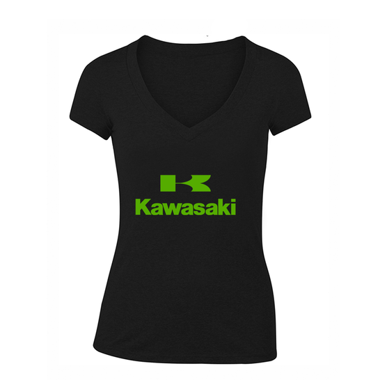 Women's Kawasaki Bike Motorcycle V-Neck T-Shirt