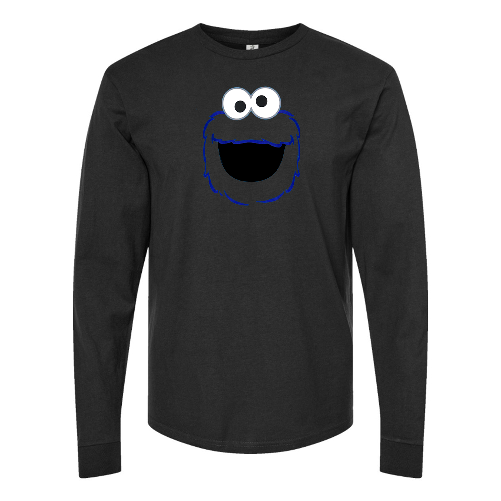 Men's Sesame Street Cookie Monster face Long sleeves T-Shirt