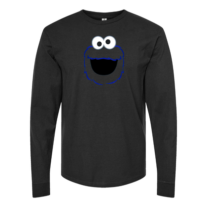 Men's Sesame Street Cookie Monster face Long sleeves T-Shirt