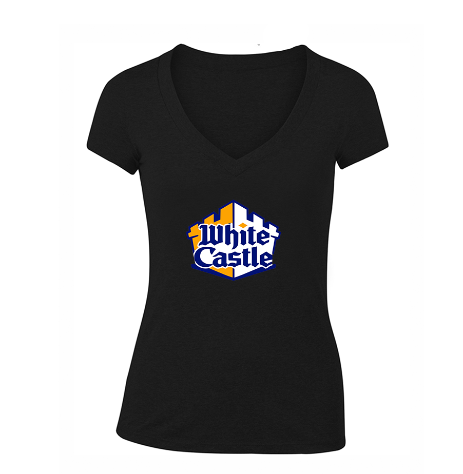 Women's White Castle V Neck T Shirt – Tee