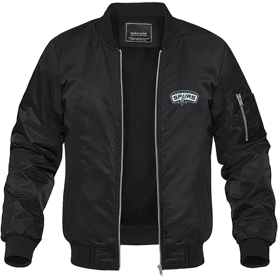 Men's San Antonio Spurs Lightweight Bomber Jacket Windbreaker Softshell Varsity Jacket Coat