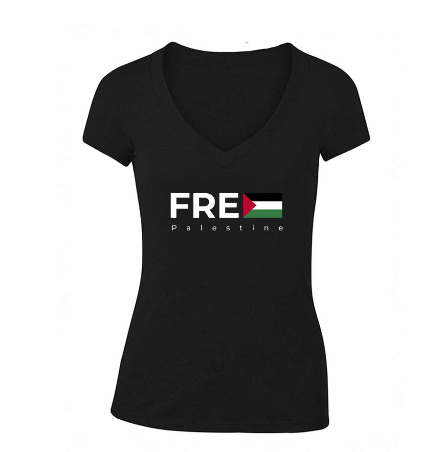 Women's Free Palestine V-Neck T-Shirt