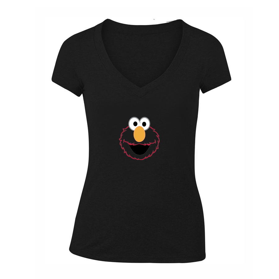 Women's Sesame Street Elmo Face  V Neck T-Shirt