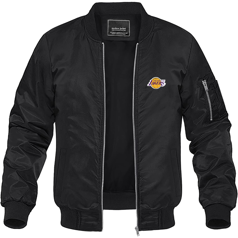 Men's Los Angeles Lakers Lightweight Bomber Jacket Windbreaker Softshell Varsity Jacket Coat