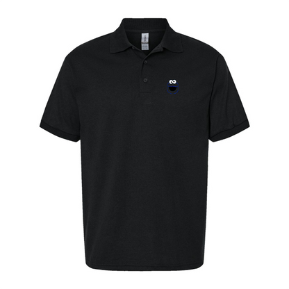 Men's Sesame Street Cookie Monster face Dry Blend Polo