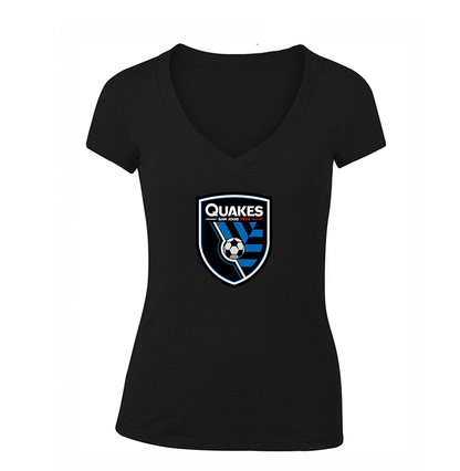 Women's San Joke Earthquakes  V Neck T-Shirt