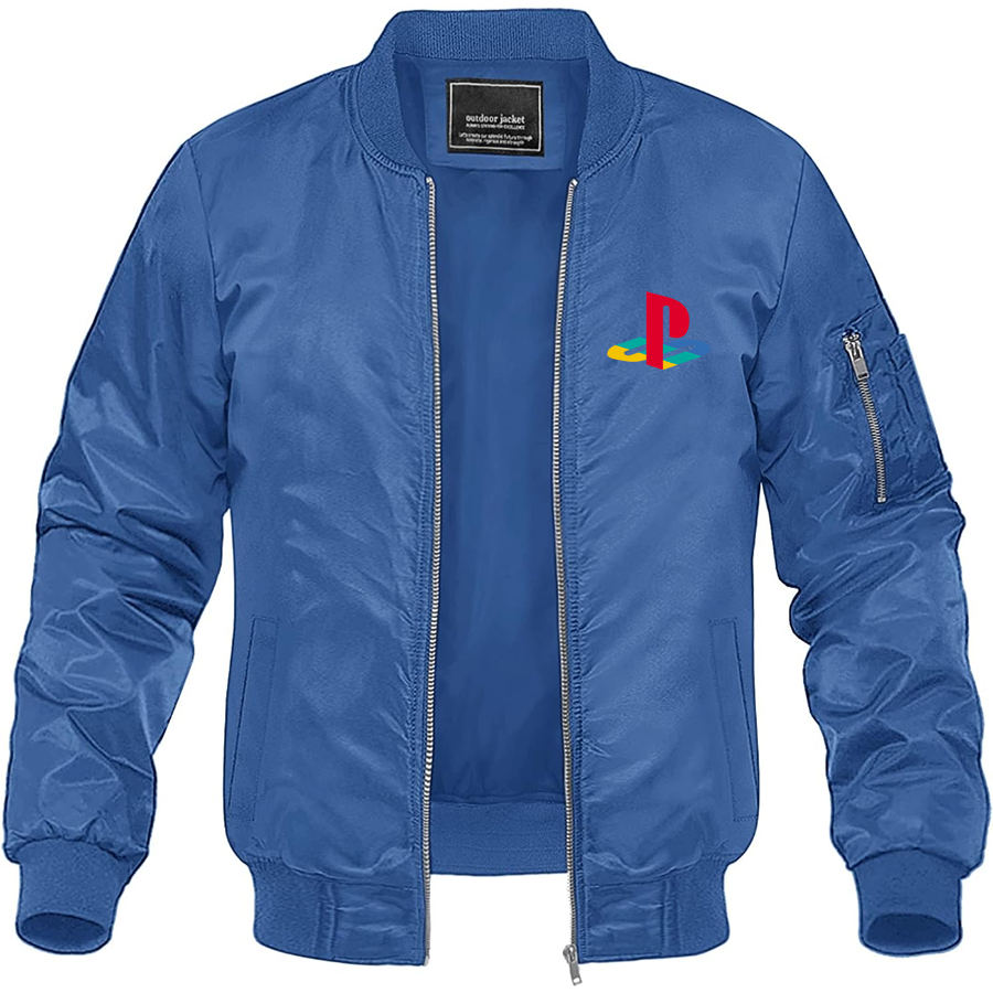 Men's Playstation Lightweight Bomber Jacket Windbreaker Softshell Varsity Jacket Coat
