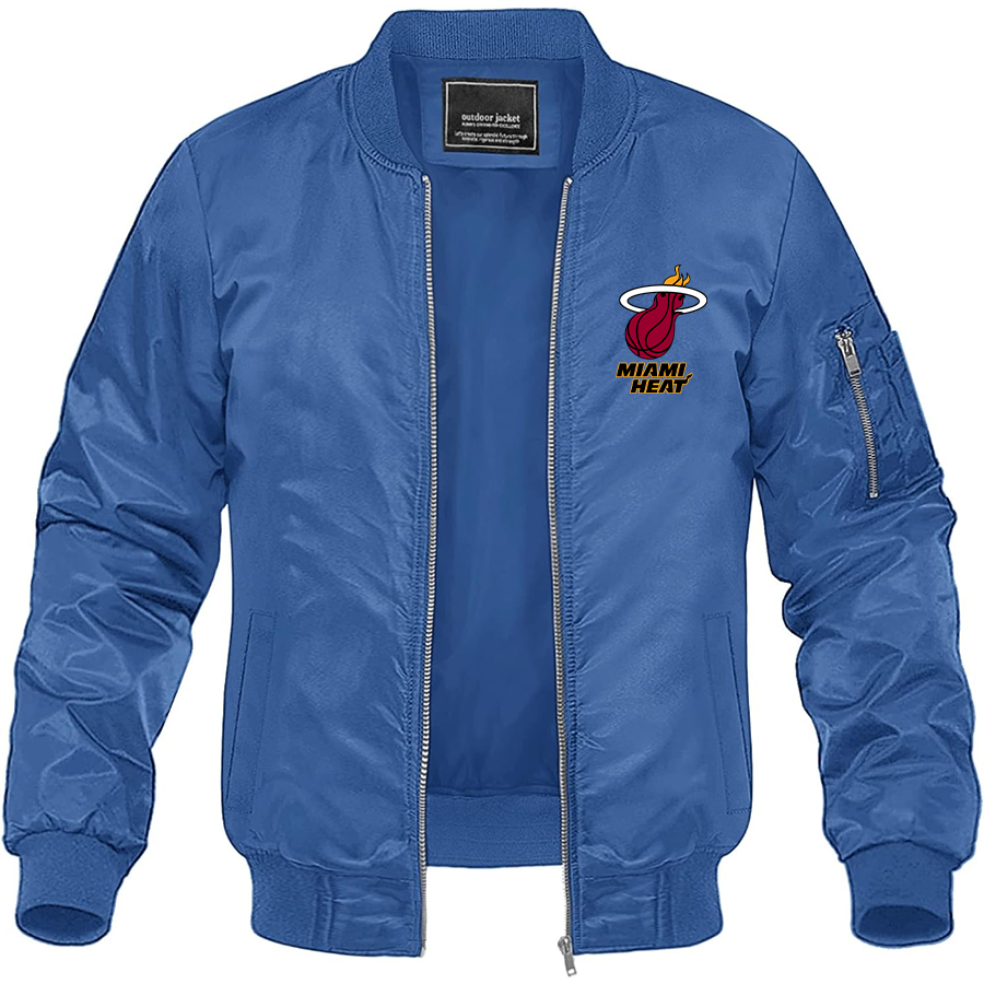 Men's Miami Heat Lightweight Bomber Jacket Windbreaker Softshell Varsity Jacket Coat