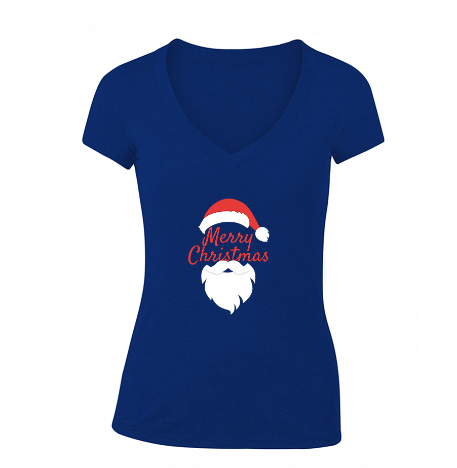 Women's Merry Christmas Santa Claus Astros V-Neck T-Shirt