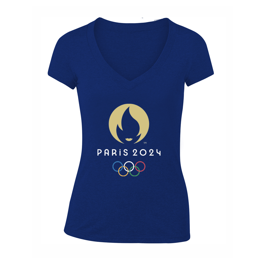 Women's New Olympics 2024 Paris Logo  V Neck T-Shirt