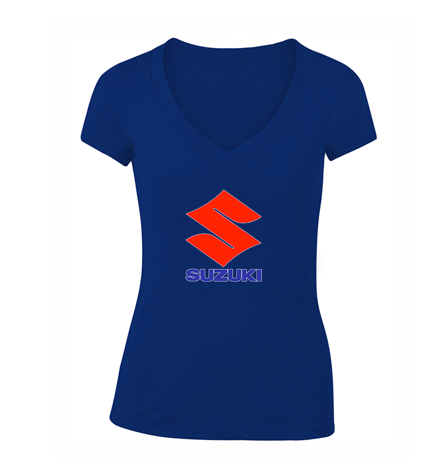 Women's Suzuki Bike Motorcycle V-Neck T-Shirt