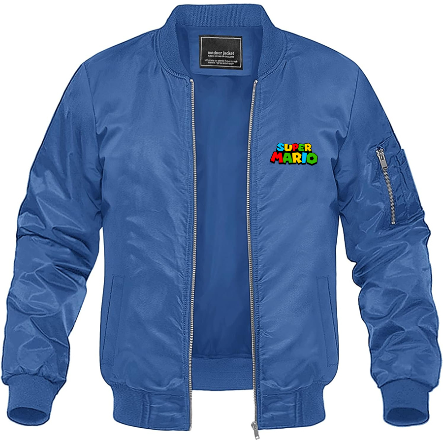 Men's Super Mario Lightweight Bomber Jacket Windbreaker Softshell Varsity Jacket Coat