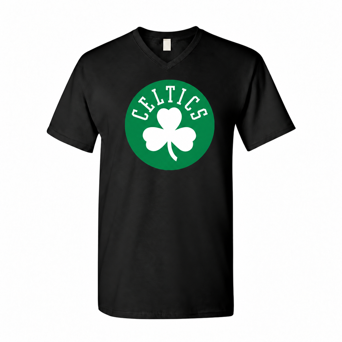 Boston Celtics men's cotton V-neck T-shirt in black