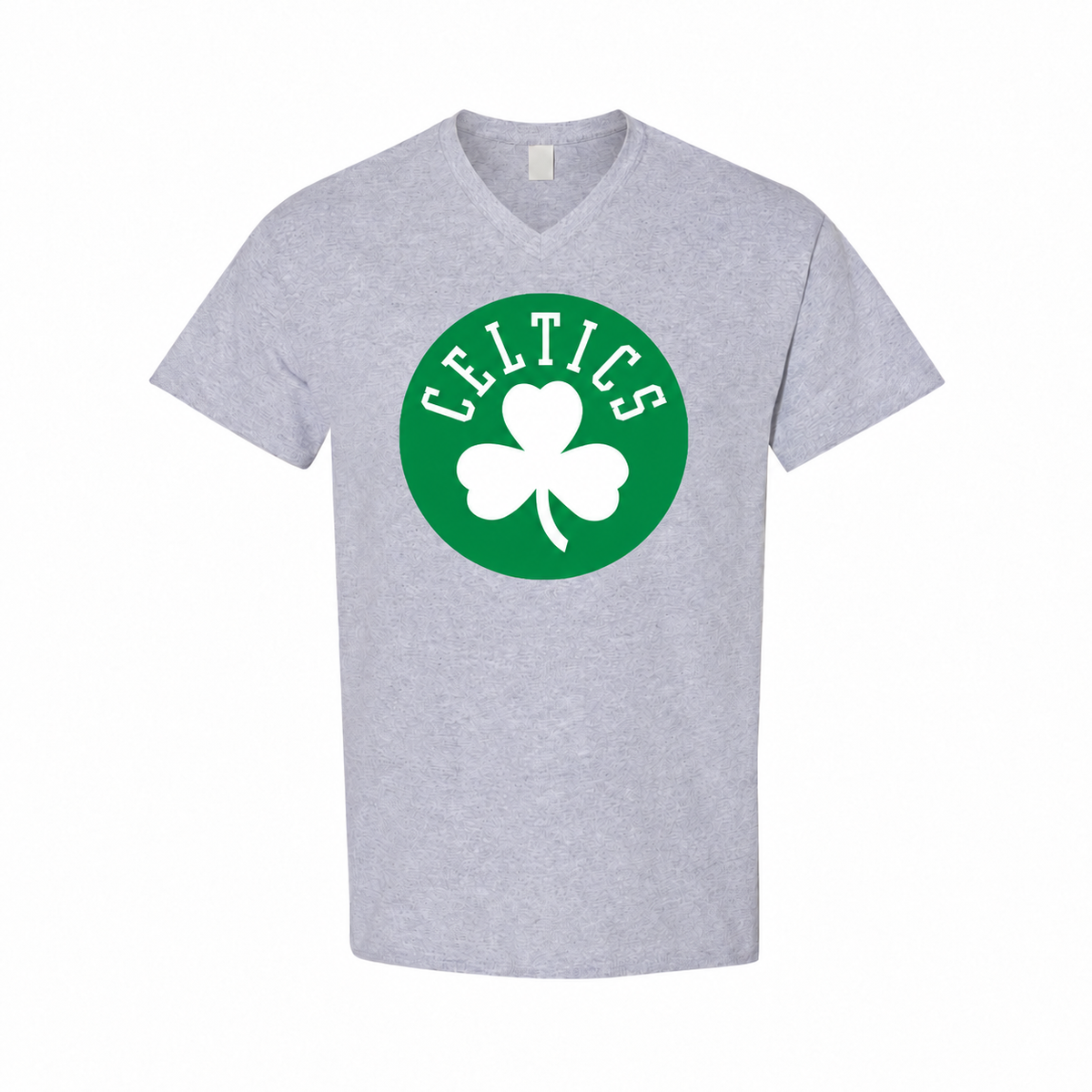 Boston Celtics men's cotton V-neck T-shirt in gray