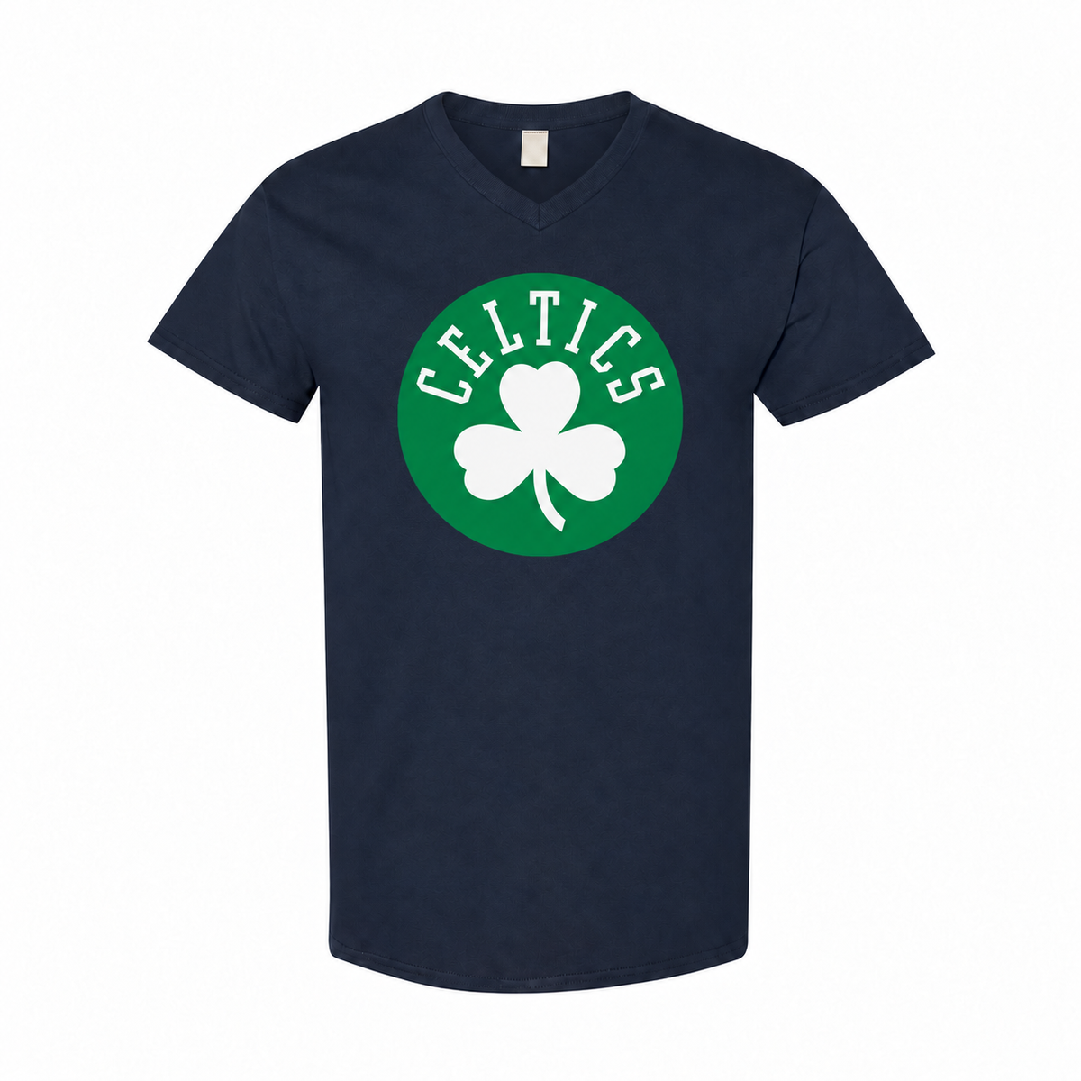 Boston Celtics men's cotton V-neck T-shirt in navy