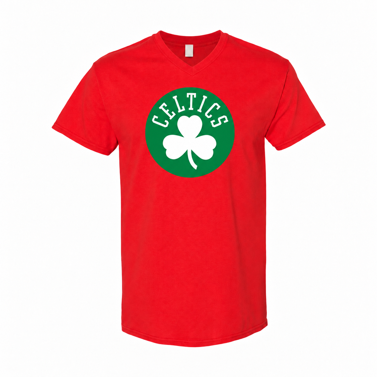 Boston Celtics men's cotton V-neck T-shirt in red