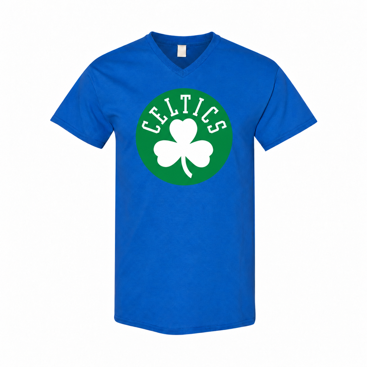 Boston Celtics men's cotton V-neck T-shirt in royal blue