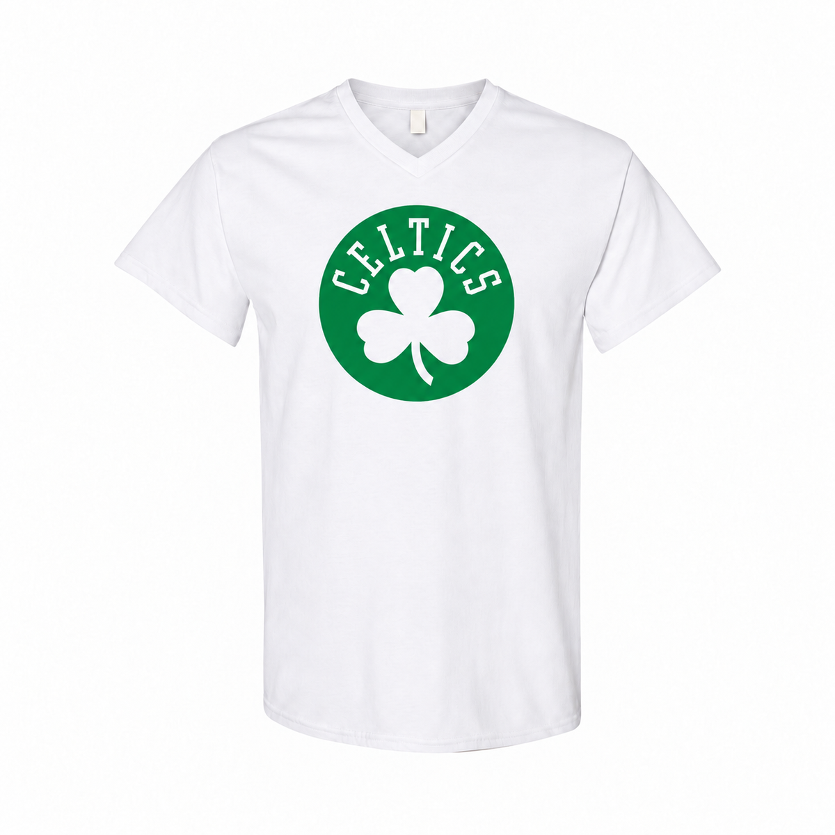 Boston Celtics men's cotton V-neck T-shirt in white