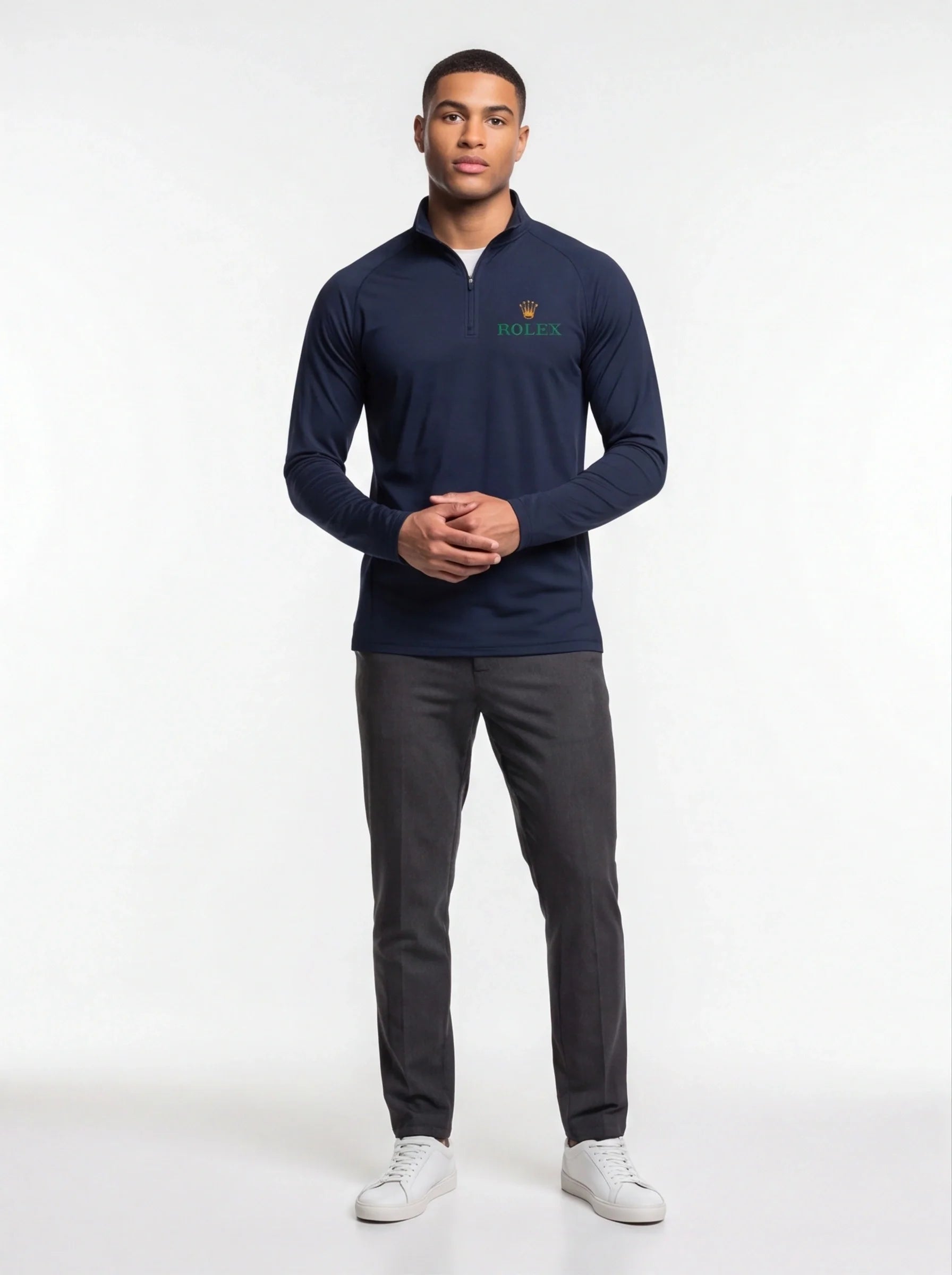 Men's Rolex Lightweight Quarter-Zip Athletic Shirt Long Sleeve Performance Wear