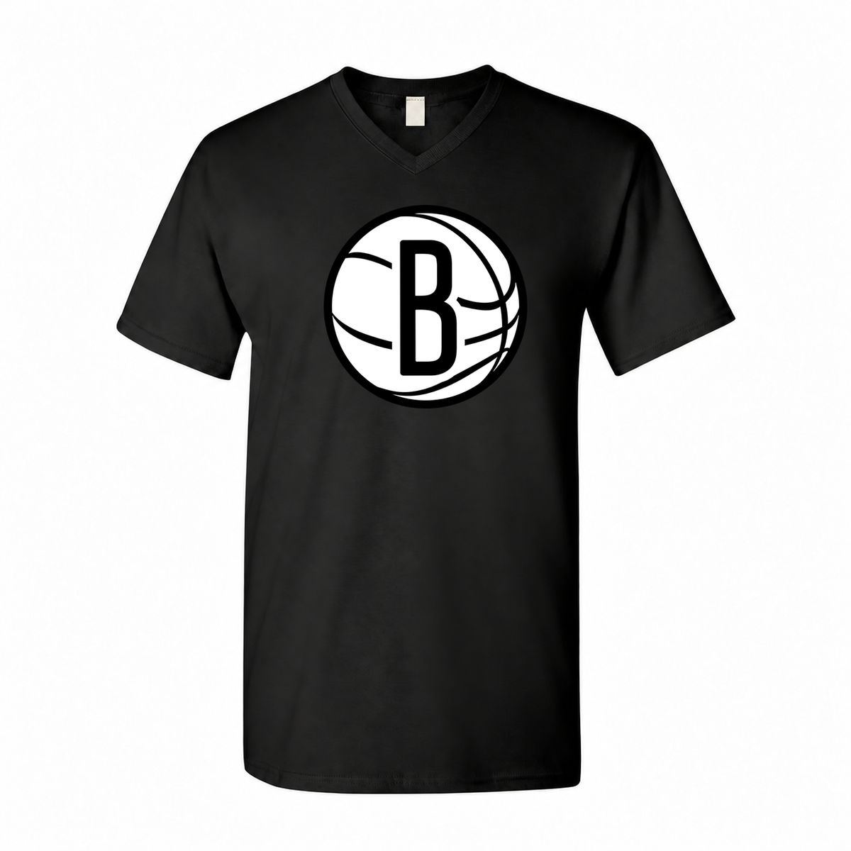 Brooklyn Nets men's cotton V-neck T-shirt — Black