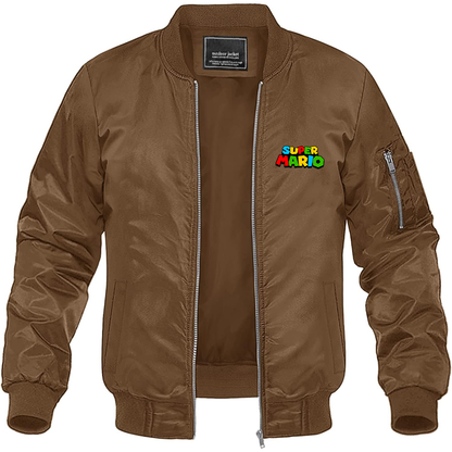 Men's Super Mario Lightweight Bomber Jacket Windbreaker Softshell Varsity Jacket Coat