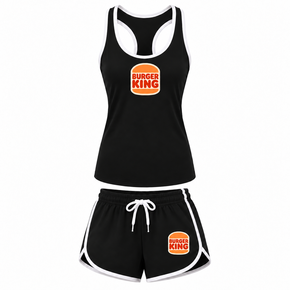 Women's Burger King tank top and shorts set, Black