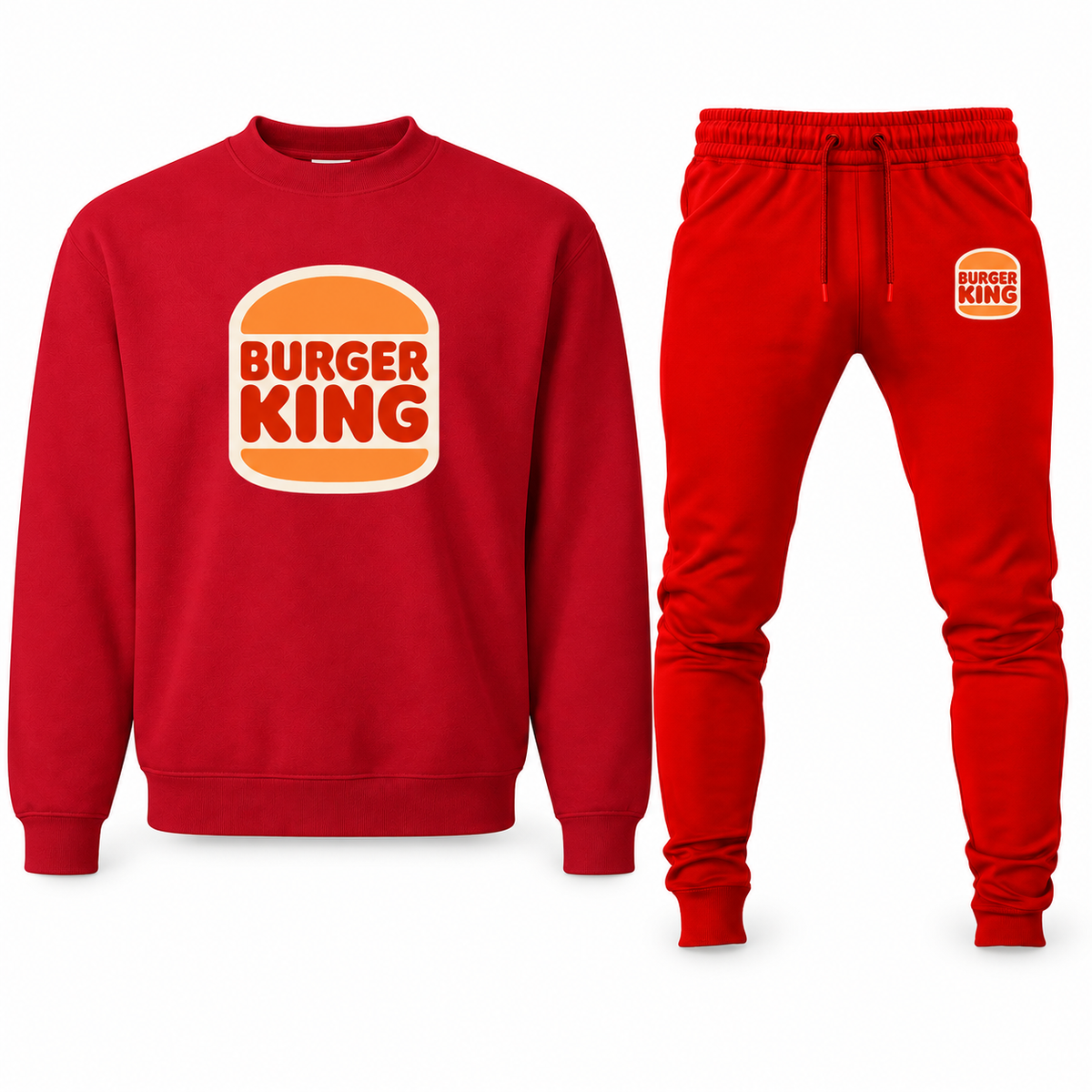 Men's Burger King sweatshirt and joggers set, Red