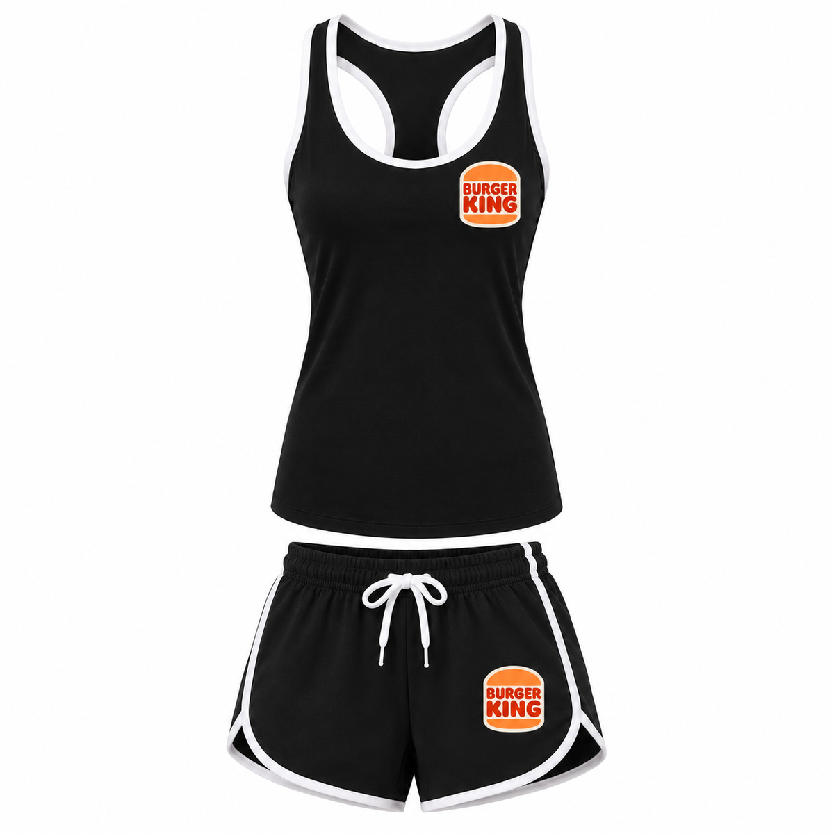 Women's Burger King tank top and shorts set, Black