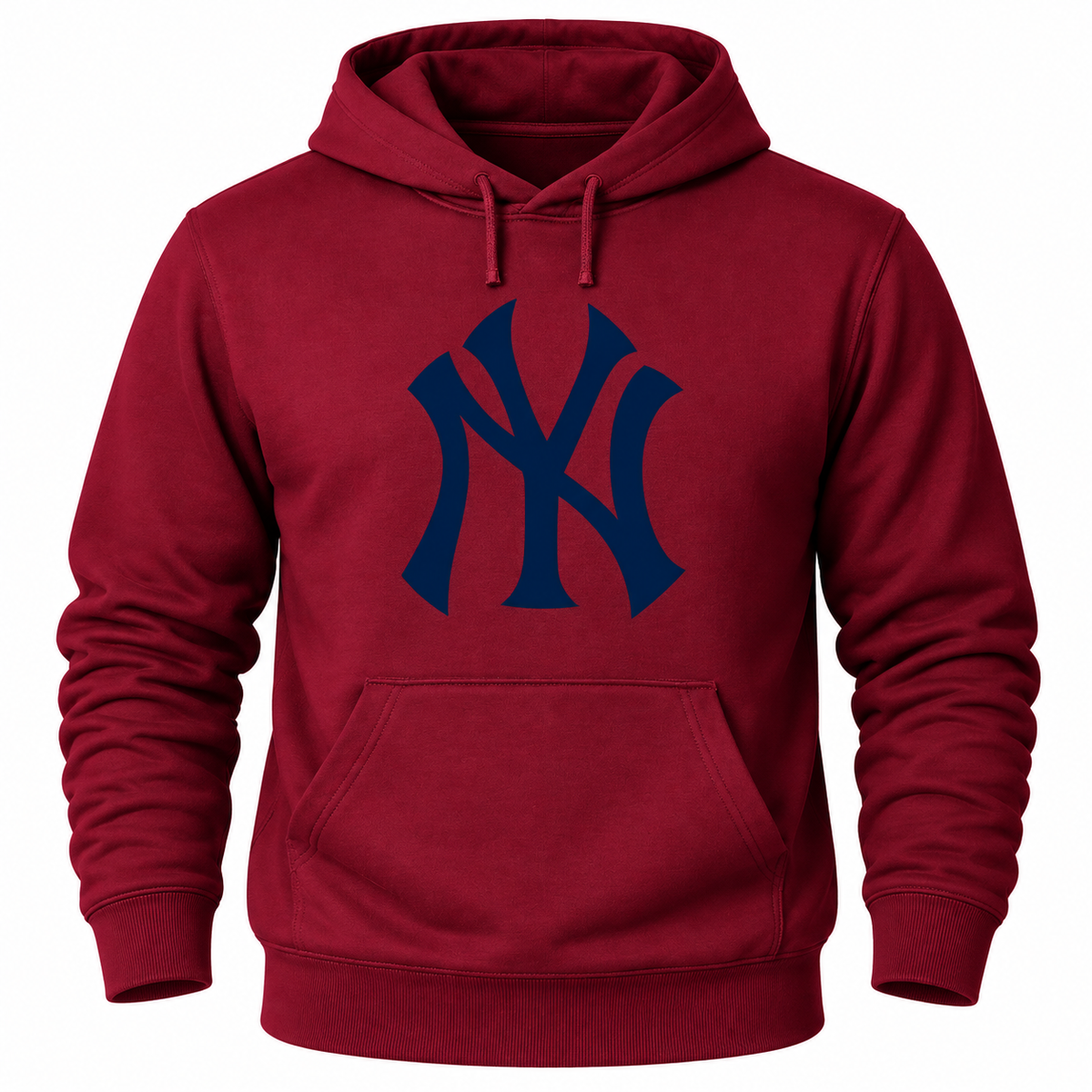 Burgundy New York Yankees pullover hoodie - front view