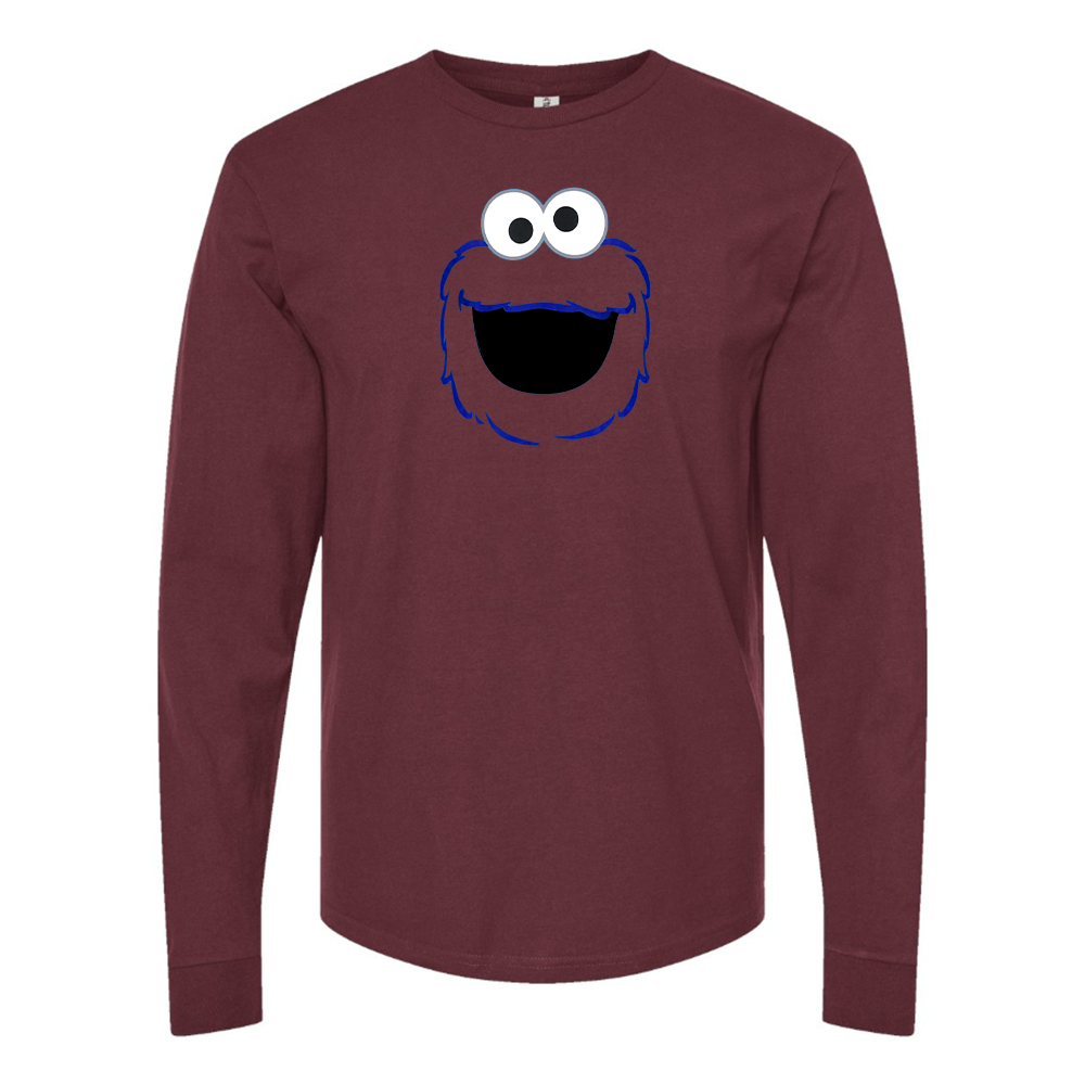 Men's Sesame Street Cookie Monster face Long sleeves T-Shirt