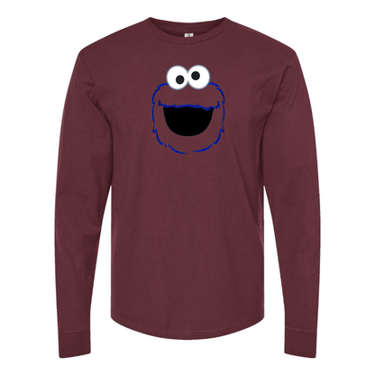 Men's Sesame Street Cookie Monster face Long sleeves T-Shirt