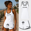 Women's Celine tank top and shorts set in White